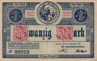 Német Birodalom/Weimari Köztársaság/Ruhla 1918.11.20. 20M (30x) T:II