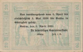 Német Birodalom/Weimari Köztársaság/Ruhla 1918.11.20. 20M (30x) T:II