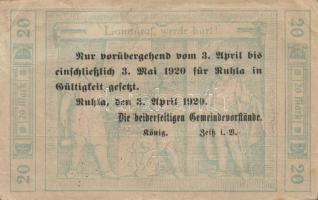 Német Birodalom/Weimari Köztársaság/Ruhla 1918.11.20. 20M (30x) T:II