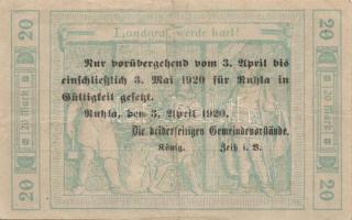 Német Birodalom/Weimari Köztársaság/Ruhla 1918.11.20. 20M (30x) T:II