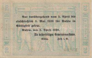 Német Birodalom/Weimari Köztársaság/Ruhla 1918.11.20. 20M (30x) T:II