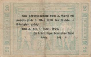 Német Birodalom/Weimari Köztársaság/Ruhla 1918.11.20. 20M (30x) T:II