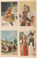 Kalotaszeg, Tara Calatei; - 4 db RÉGI erdélyi folklór képeslap / 4 pre-1945 Transylvanian folklore postcards