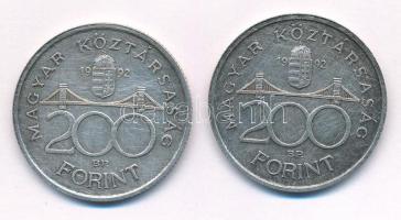 1992. 200Ft "MNB" Ag (2x) T:2 patina
Adamo F13