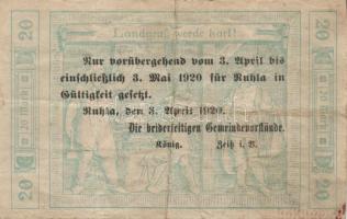 Német Birodalom/Weimari Köztársaság/Ruhla 1918.11.20. 20M (2x) T:II/III