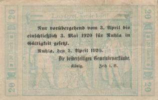 Német Birodalom/Weimari Köztársaság/Ruhla 1918.11.20. 20M (2x) T:II/III