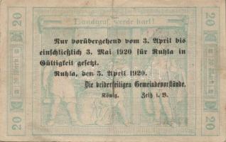 Német Birodalom/Weimari Köztársaság/Ruhla 1918.11.20. 20M (2x) T:II/III