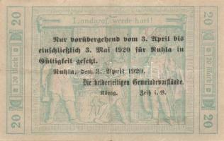 Német Birodalom/Weimari Köztársaság/Ruhla 1918.11.20. 20M (2x) T:II/III