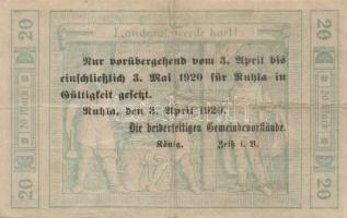 Német Birodalom/Weimari Köztársaság/Ruhla 1918.11.20. 20M (2x) T:II/III