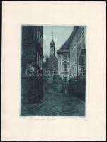 Robert Aust (1900-?): Bécsi részlet. Színes rézkarc, papír, jelzett, 21x15 cm