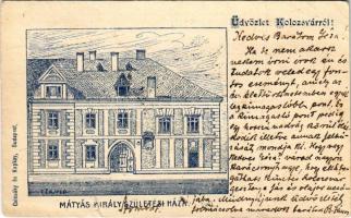 1909 Kolozsvár, Cluj; Mátyás király születési háza. Csicsáky és KUpaky kiadása / birth house of Matthias Corvinus (fa)