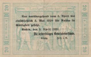 Német Birodalom/Weimari Köztársaság/Ruhla 1918.11.20. 20M (2x) T:II/III