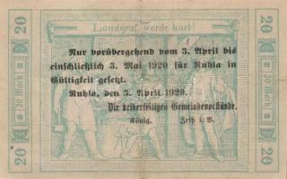 Német Birodalom/Weimari Köztársaság/Ruhla 1918.11.20. 20M (2x) T:II/III