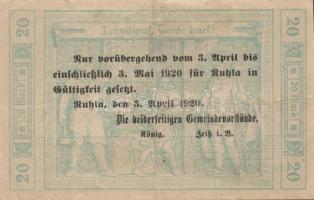 Német Birodalom/Weimari Köztársaság/Ruhla 1918.11.20. 20M (2x) T:II/III