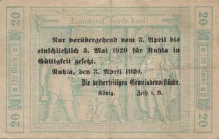 Német Birodalom/Weimari Köztársaság/Ruhla 1918.11.20. 20M (2x) T:II/III