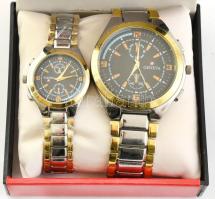 2 db női és férfi Geneva márkájú kvarc karóra eredeti dobozban, újszerű állapotban