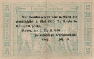 Német Birodalom/Weimari Köztársaság/Ruhla 1918.11.20. 20M (2x) T:II/III