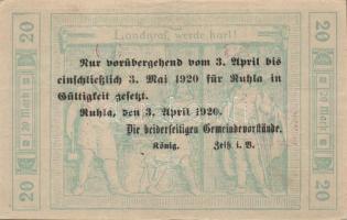 Német Birodalom/Weimari Köztársaság/Ruhla 1918.11.20. 20M (2x) T:II/III