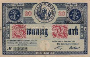 Német Birodalom/Weimari Köztársaság/Ruhla 1918.11.20. 20M (2x) T:II/III