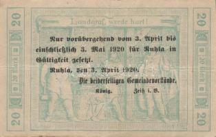 Német Birodalom/Weimari Köztársaság/Ruhla 1918.11.20. 20M (2x) T:II/III