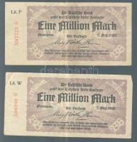 Német Birodalom/Weimari Köztársaság/Mannheim/Badische Bank 1923.8.7. 1000.000M (8x) mind klf betűjel...