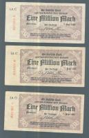 Német Birodalom/Weimari Köztársaság/Mannheim/Badische Bank 1923.8.7. 1000.000M (5x) 4 klf betűjelzéssel T:II,II/III,III
