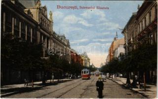 Bucharest, Bukarest, Bucuresti, Bucuresci; Bulevardul Elisabeta / street, trams