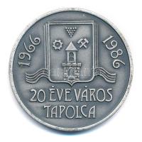Bogár Lívia (1957-) 1986. 1966-1986 20 éve város Tapolca / Keszthelyi Éremgyűjtők Csoportja ezüstpatinázott bronz emlékérem (42,5mm) T:2