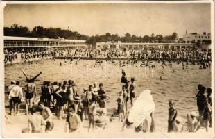 1929 Bucharest, Bukarest, Bucuresti, Bucuresci; swimming pool / Strand. photo (surface damage)