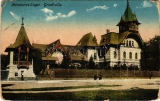 1915 Máramarossziget, Sighet, Sighetu Marmatiei; Groedl villa (kopott sarkak / worn corners)