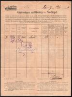 1903 Pancsova Pest DDSG (Első Dunagőzhajózási Tárasaság) fuvarlevél / DDSG bill of freight.