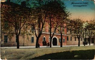 1915 Máramarossziget, Sighet, Sighetu Marmatiei; Vármegyeháza, / county hall (szakadás / tear)