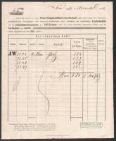 1862 Esztergom-Pest DDSG (Első Dunagőzhajózási Tárasaság) fuvarlevél / DDSG bill of freight.