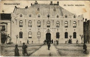 1915 Máramarossziget, Sighet, Sighetu Marmatiei; Állami felsőbb leány iskola. Wizner és Dávid kiadása / girl school (ázott / wet damage)