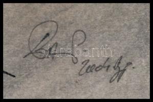 Rubint Ávrahám Péter (1958-): Városrészlet. Vegyes technika, papír, kartonra kasírozva, jelzett, 35×...