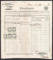 1862 DDSG (Első Dunagőzhajózási Tárasaság) fuvarlevél a Gönyű gőzös bélyegzőjével / DDSG bill of freight.