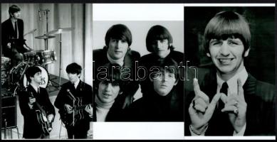 cca 1967 A Beatles együttes tagjai, 3 db modern nagyítás a néhai Lapkiadó Vállalat központi fotólaborjának archívumából, 15x10 cm