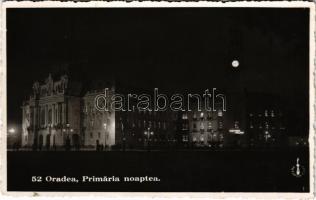 1940 Nagyvárad, Oradea; Primaria noaptea / városháza este / town hall at night