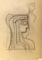 Rác András (1926-2013): Szentendrei ikon. Ceruza, kréta, karton, jelzés nélkül. Proveniencia: A művész hagyatéka. Alsó sarkaiban sérült. 45x31,5 cm