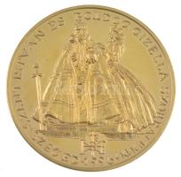 2000. Millenium emlékére - Szent István és Boldog Gizella szobra - Szeged aranyozott fém emlékérem díszdobozban (42mm) T:1- (PP)