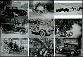 Automobilok 1945 előtti időkből, vegyes összeállítás, 9 db modern nagyítás, 10x15 cm