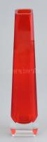 Sommerso piros üveg váza, jelzés nélkül, hibátlan, m: 21 cm