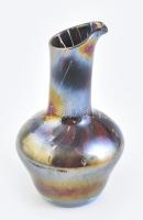 Irizáló, csőrös üveg váza, hibátlan, m: 20 cm
