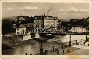 1944 Nagyvárad, Oradea; Kőrös parti részlet, híd / Cris riverside, bridge (fl)