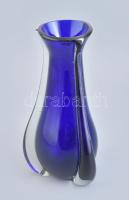 Cseh retró üveg váza, hibátlan, m: 26,5 cm