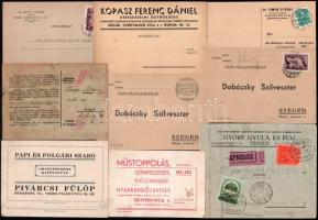 cca 1920-1948 össz. 10 db céges reklámlap, szórólap és boríték, többségében szegedi