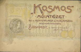 cca 1900 Kosmos nyomda kézzel rajzolt reklám / Hand-painted commercial 23x15 cm