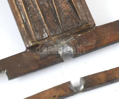 Retró réz gyertyatartó, jelzés nélkül, sérült, m: 16 cm