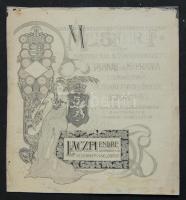 cca 1900 Meisner nyomda kézzel rajzolt reklámterv / Hand-painted commercial plan 18x21 cm
