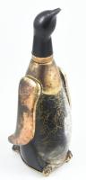 Pingvin alakú, design likőrös palack, működő zenélőszerkezettel, csőre kissé sérült, m: 32 cm